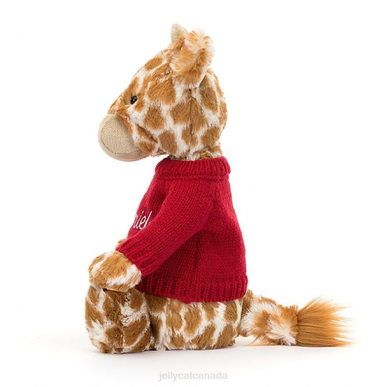 Jellycat Bashful Giraffe with Personalised Red Jumper Orange BV0TH224 Toy