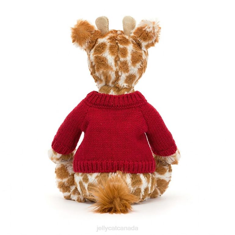 Jellycat Bashful Giraffe with Personalised Red Jumper Orange BV0TH224 Toy