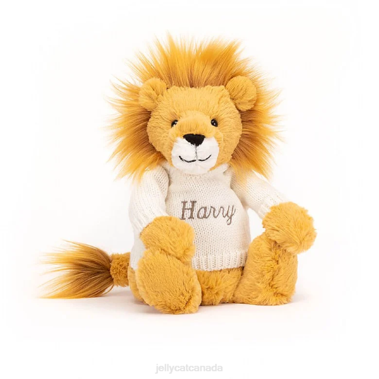 Jellycat Bashful Lion with Personalised Cream Jumper Yellow BV0TH539 Toy
