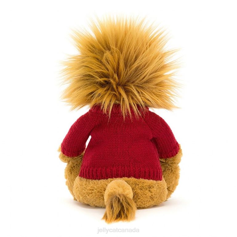 Jellycat Bashful Lion with Personalised Red Jumper Yellow BV0TH546 Toy