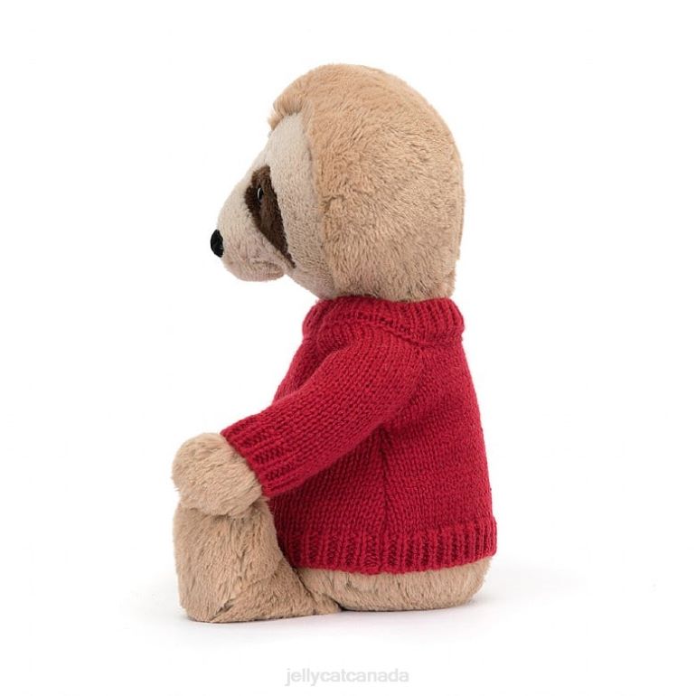 Jellycat Bashful Sloth with Personalised Red Jumper Tan BV0TH205 Toy