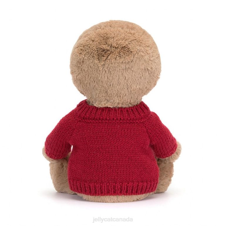 Jellycat Bashful Sloth with Personalised Red Jumper Tan BV0TH205 Toy