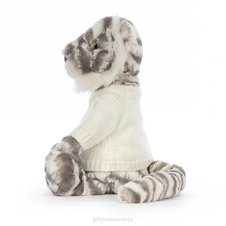 Jellycat Bashful Snow Tiger with Personalised Cream Jumper Grey and White BV0TH578 Toy