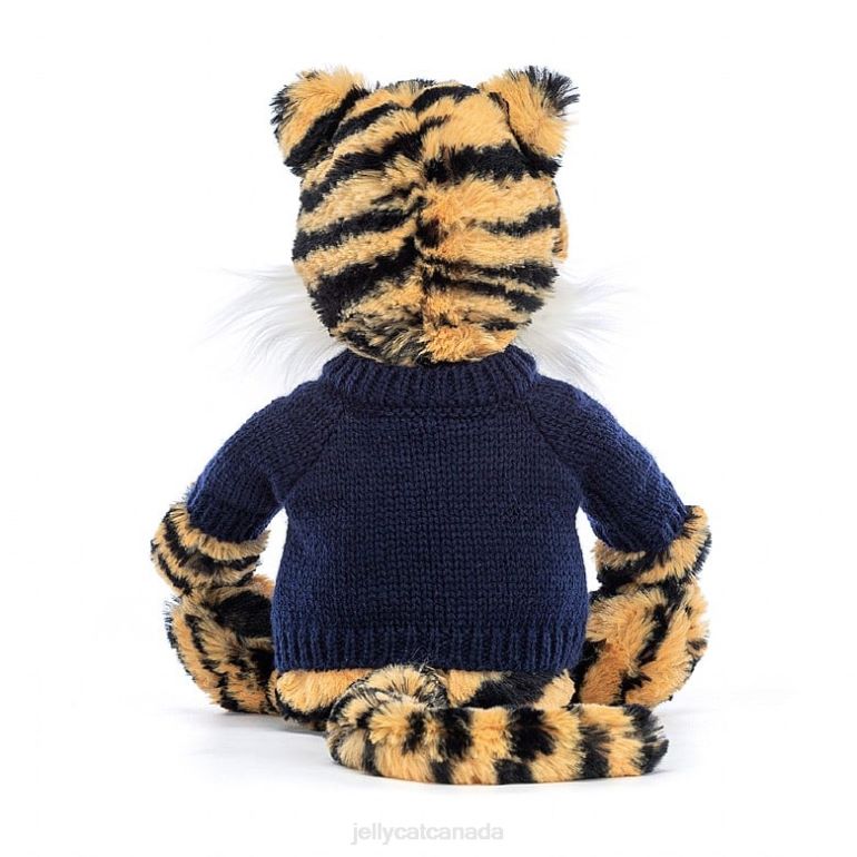 Jellycat Bashful Tiger with Personalised Navy Jumper Multi-colour BV0TH269 Toy