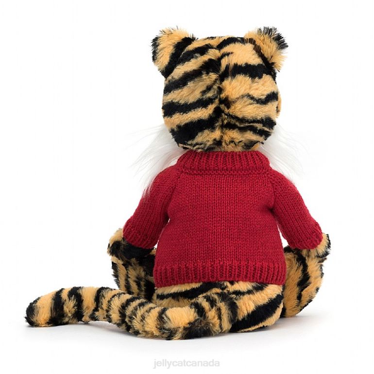 Jellycat Bashful Tiger with Personalised Red Jumper Multi-colour BV0TH313 Toy