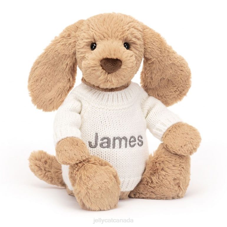 Jellycat Bashful Toffee Puppy with Personalised Cream Jumper Beige BV0TH135 Toy