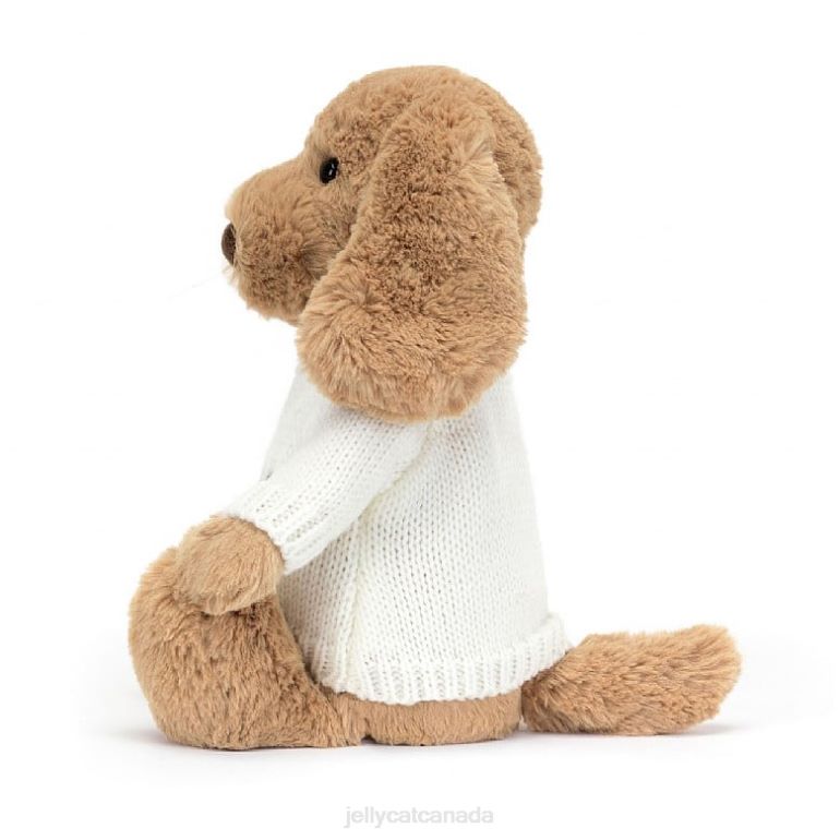 Jellycat Bashful Toffee Puppy with Personalised Cream Jumper Beige BV0TH135 Toy