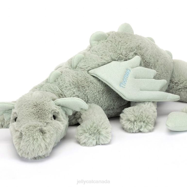 Jellycat Personalised Sage Dragon Huge Pale Green BV0TH646 Toy