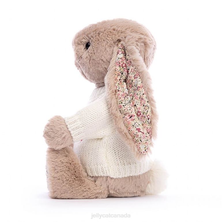 Jellycat Blossom Bea Bunny with Personalised Cream Jumper Beige BV0TH160 Toy