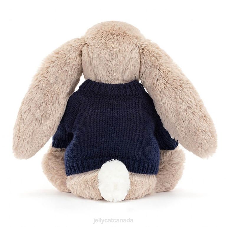 Jellycat Blossom Bea Bunny with Personalised Navy Jumper Beige BV0TH480 Toy