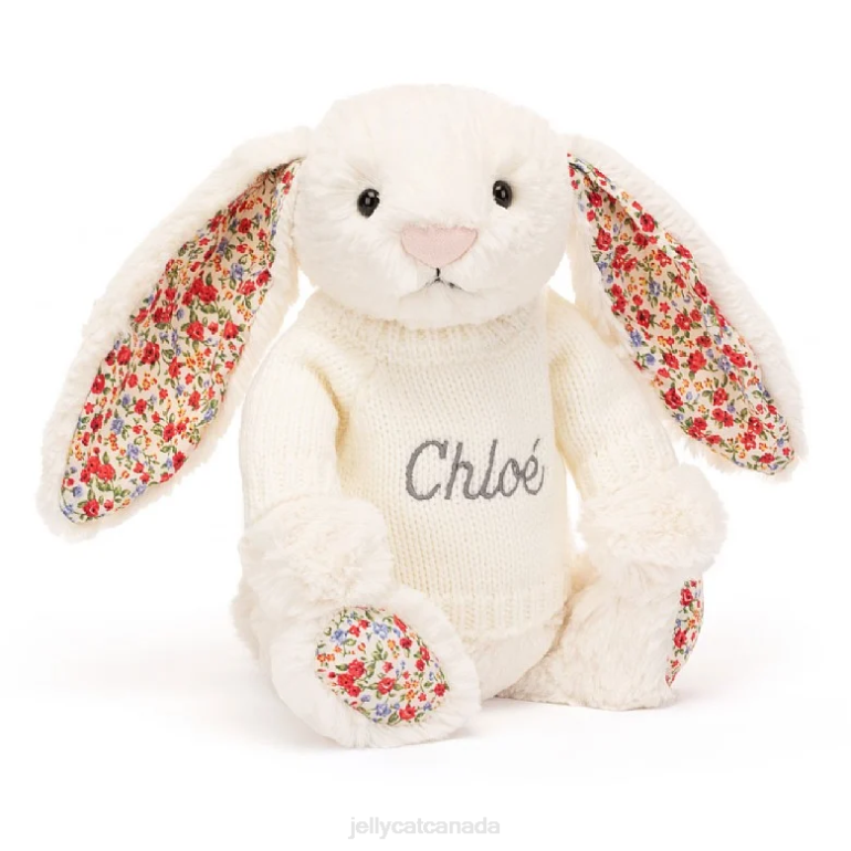 Jellycat Blossom Bunny with Personalised Jumper Cream BV0TH594 Toy