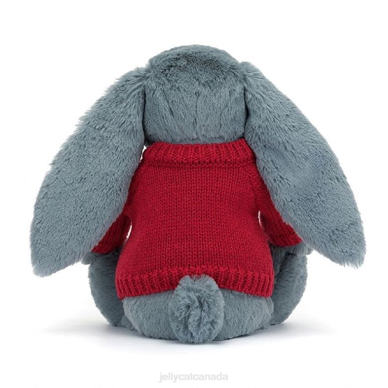 Jellycat Blossom Dusky Bunny with Personalised Red Jumper Blue BV0TH474 Toy
