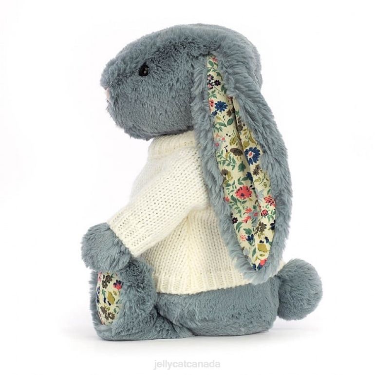 Jellycat Blossom Dusky with Personalised Cream Jumper Blue BV0TH331 Toy