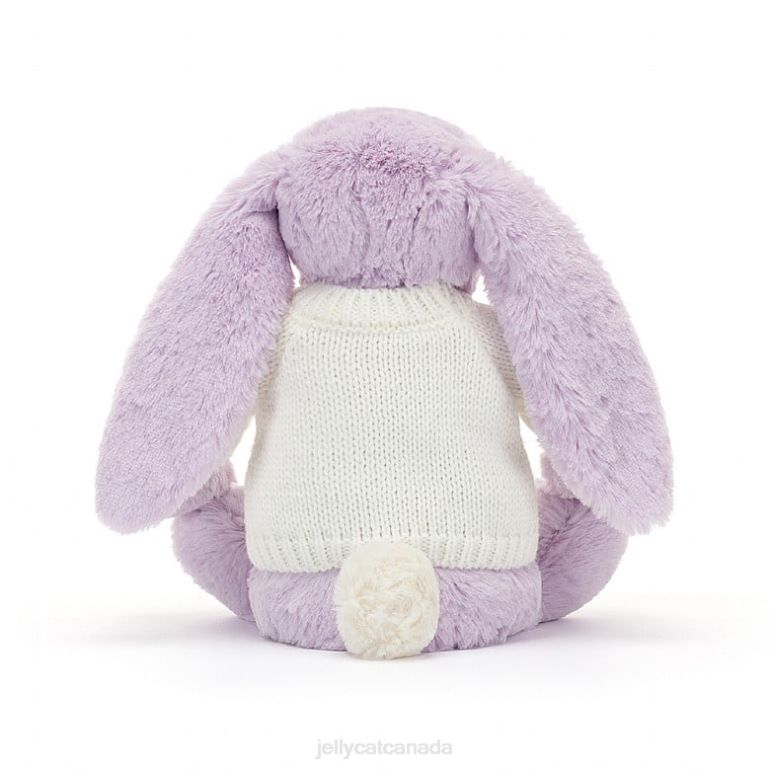 Jellycat Blossom Jasmine Bunny with Personalised Cream Jumper Purple BV0TH268 Toy