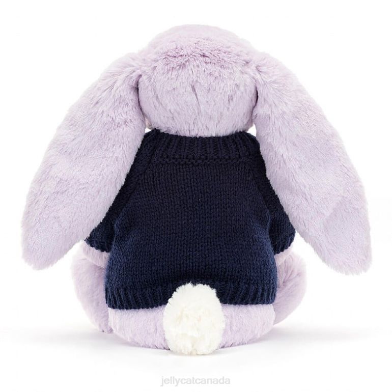 Jellycat Blossom Jasmine Bunny with Personalised Navy Jumper Purple BV0TH472 Toy