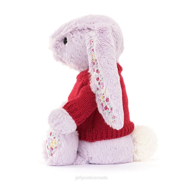 Jellycat Blossom Jasmine Bunny with Personalised Red Jumper Purple BV0TH399 Toy