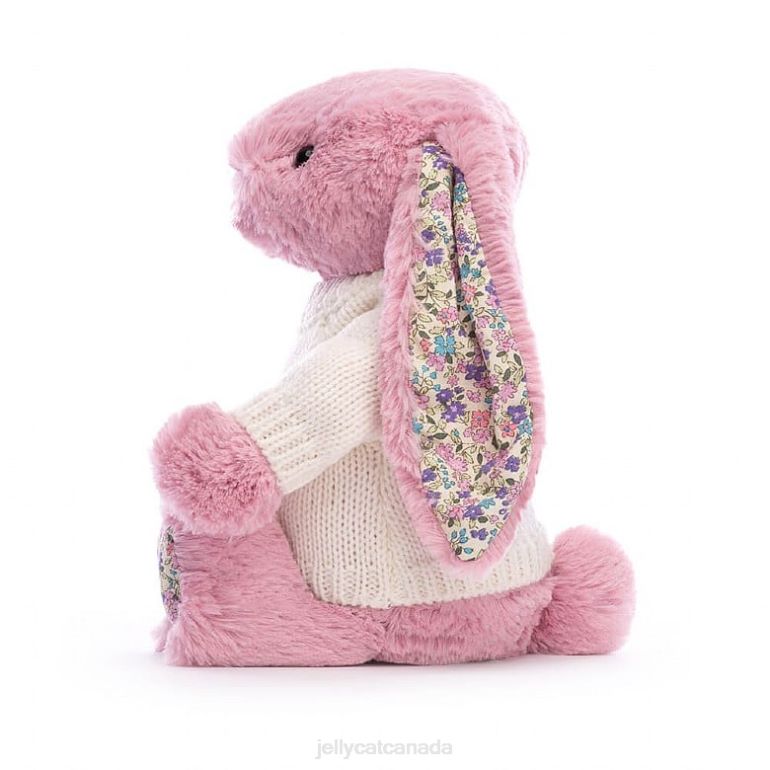 Jellycat Blossom Tulip Bunny with Personalised Cream Jumper Pink BV0TH298 Toy