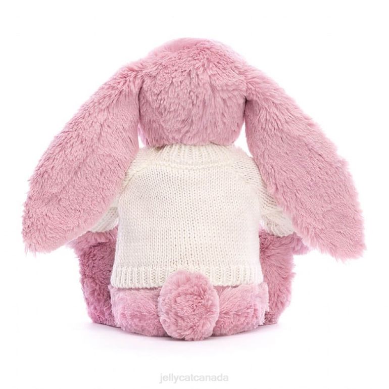 Jellycat Blossom Tulip Bunny with Personalised Cream Jumper Pink BV0TH298 Toy