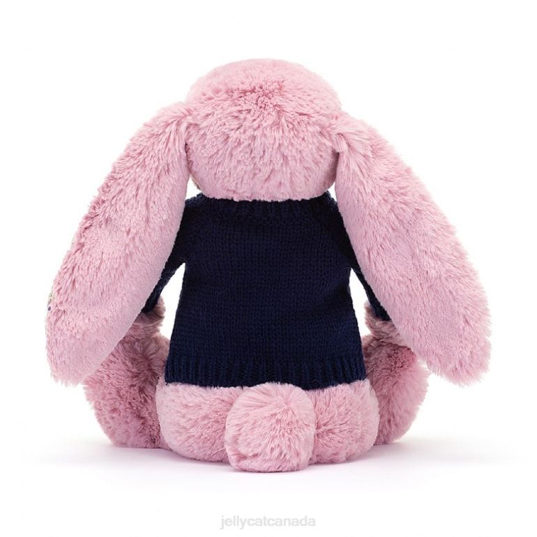 Jellycat Blossom Tulip Bunny with Personalised Navy Jumper Pink BV0TH466 Toy