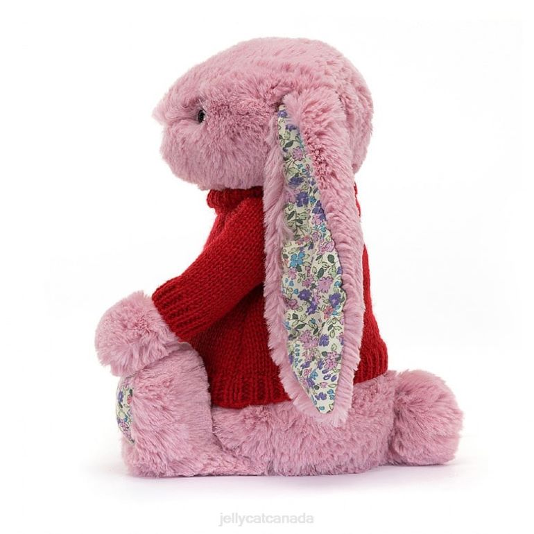Jellycat Blossom Tulip Bunny with Personalised Red Jumper Pink BV0TH430 Toy