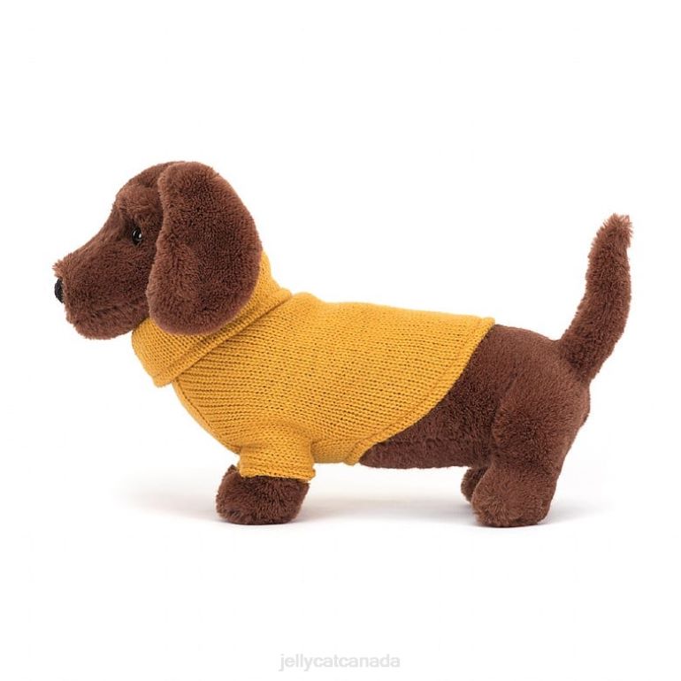 Jellycat Sweater Sausage Dog Yellow Brown BV0TH210 Toy