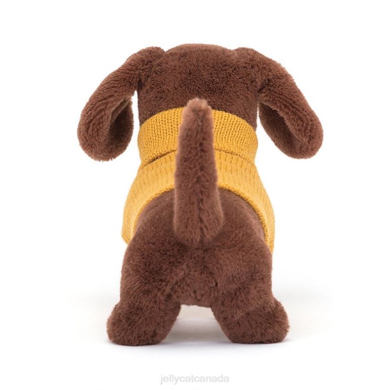 Jellycat Sweater Sausage Dog Yellow Brown BV0TH210 Toy
