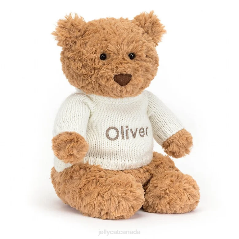 Jellycat Bartholomew Bear with Personalised Cream Jumper Brown BV0TH89 Toy