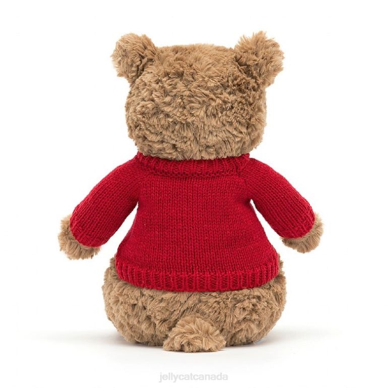 Jellycat Bartholomew Bear with Personalised Red Jumper Brown BV0TH140 Toy